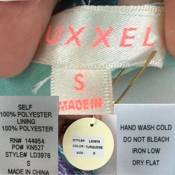 Luxxel Turquoise Lavender Fields Surplice Neckline Open Back Maxi Dress sz Small - Picture 15 of 16